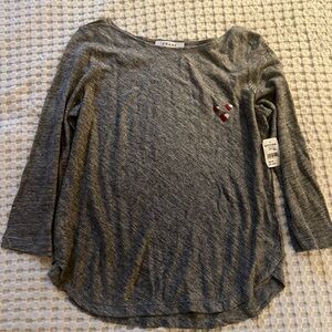 Frame Denim Gray boat neck 3/4” Sleeve Tee
